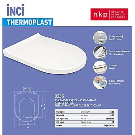 Nkp İnci Thermoplast Amortisörlü Klozet Kapağı Tak Çıkart
