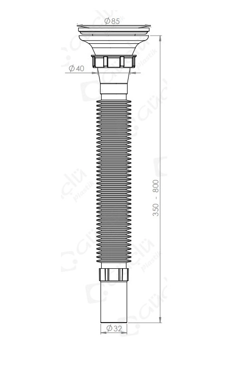 Güçlü Körüklü Rekorlu Geniş Lavabo Sifonu 85 32 Lüx Körüklü Inox Paslanmaz Çelik Süzgeç