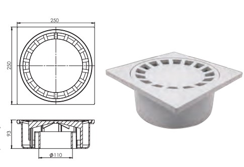 Büyük Çamur Yer Süzgeci 25x25 100 Lük Alttan Çıkışlı