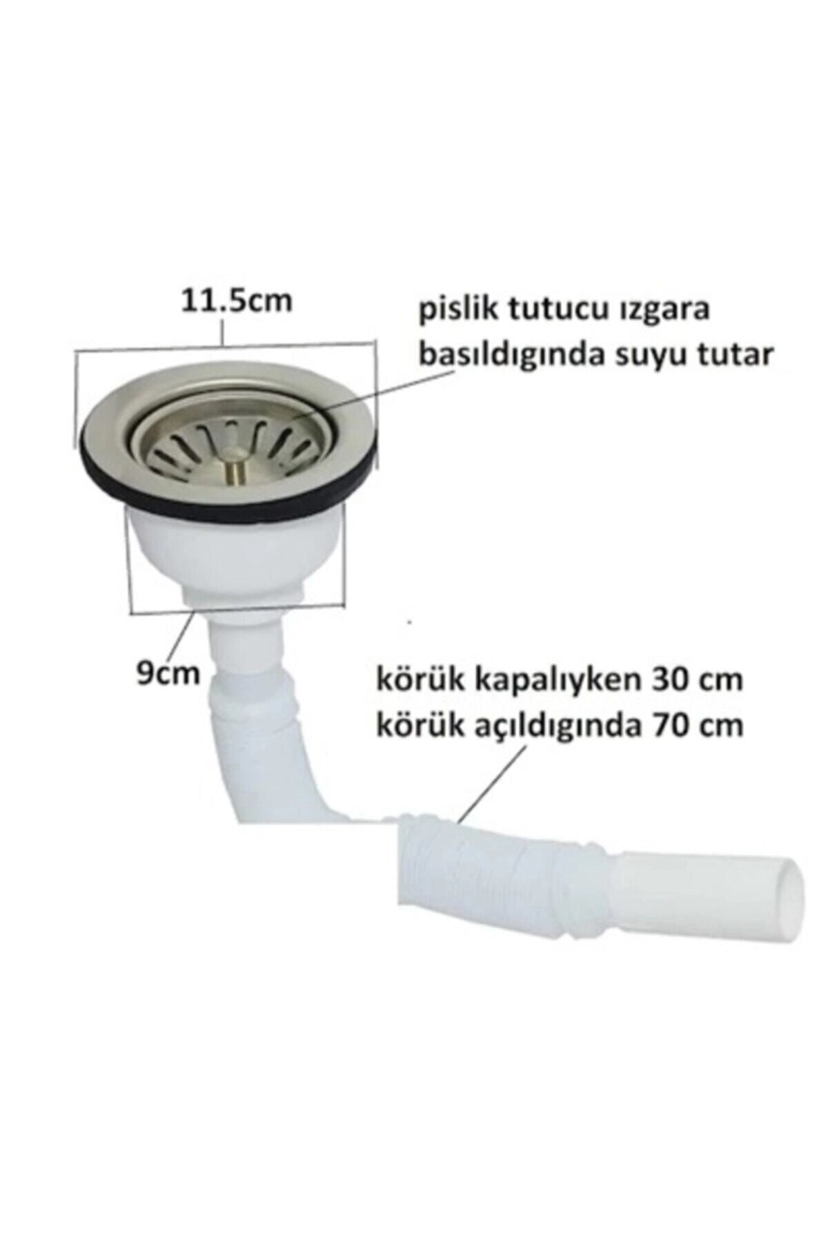 Geylani Çöpmak Büyük Mutfak Evye Lavabo Sifonu Geniş Süzgeç Sifon