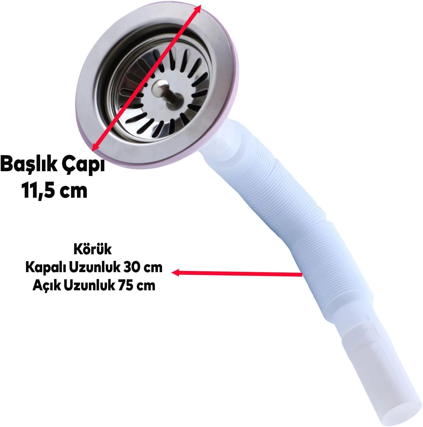 Geylani Çöpmak Büyük Mutfak Evye Lavabo Sifonu Geniş Süzgeç Sifon