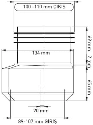 Klozet Eksantrik Kada Esnek 100 Lük 20 mm