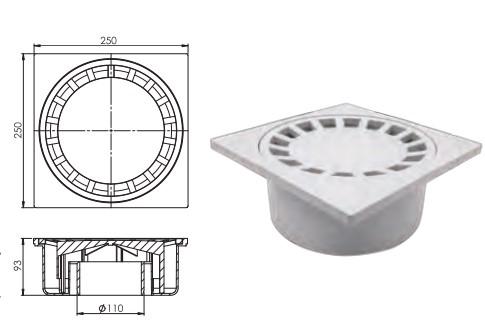 Büyük Çamur Yer Süzgeci 25x25 100 Lük Alttan Çıkışlı