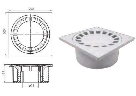 Büyük Çamur Yer Süzgeci 20x20 70 Lik Alttan Çıkışlı