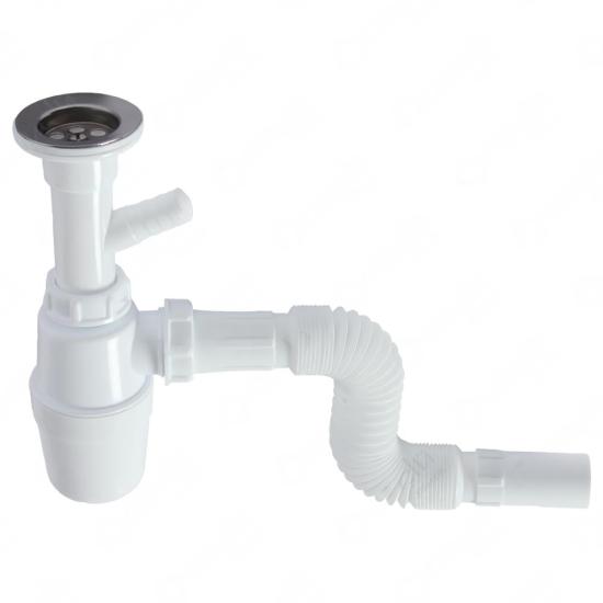 Güçlü Taslı Körüklü Tek Çatal Sifon Çamaşır Çıkışlı Lavabo Sifonu