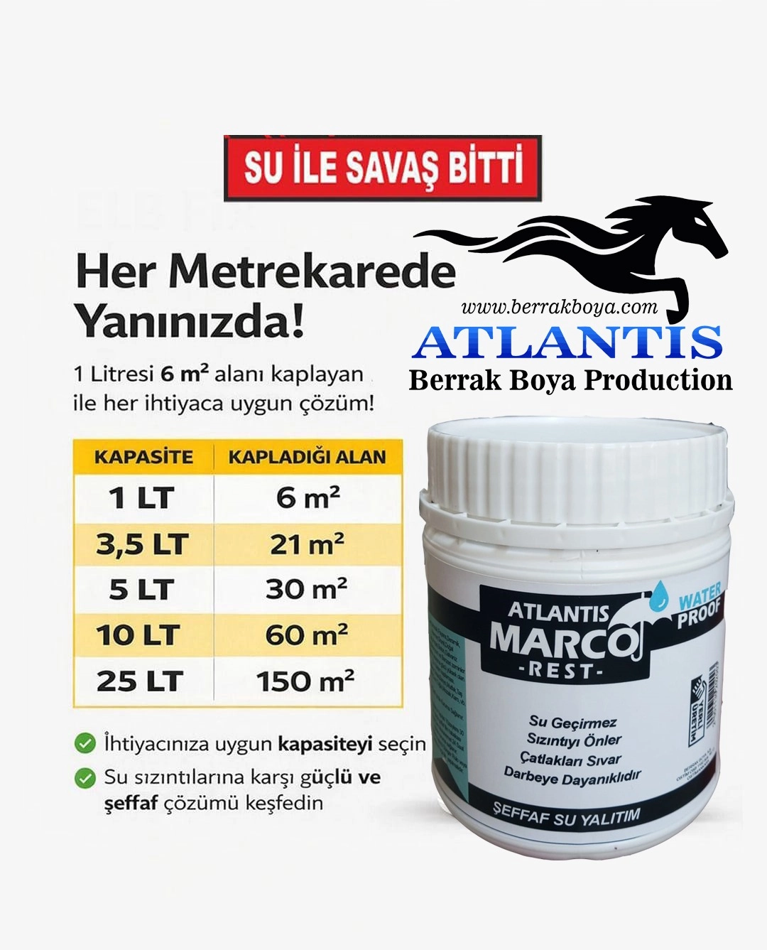 Atlantis Şeffaf Su Yalıtım 500gr Su Sızıntısına Son